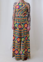 Dayglo Striped Mosaic Wide Leg Pants and Halter Set