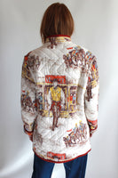 Chore Coat made from 1960s Cowboy Quilted Blanket - Size Small