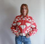 Zip-up Quilt Jacket made from a Beautiful, Worn, Antique Quilt - Size Small.