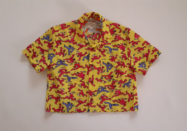 Cropped Shirt made from Vintage 80s Haring-esque Fabric