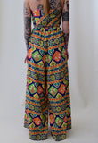 Dayglo Striped Mosaic Wide Leg Pants and Halter Set