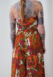 Abstract Floral Mosaic Wide Leg Pants and Halter Set