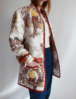 Chore Coat made from 1960s Cowboy Quilted Blanket - Size Small