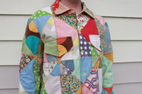 Vintage Patchwork Quilt Shirt Jacket - Size Large