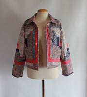 Log Cabin Cropped Quilt Jacket - Size Small